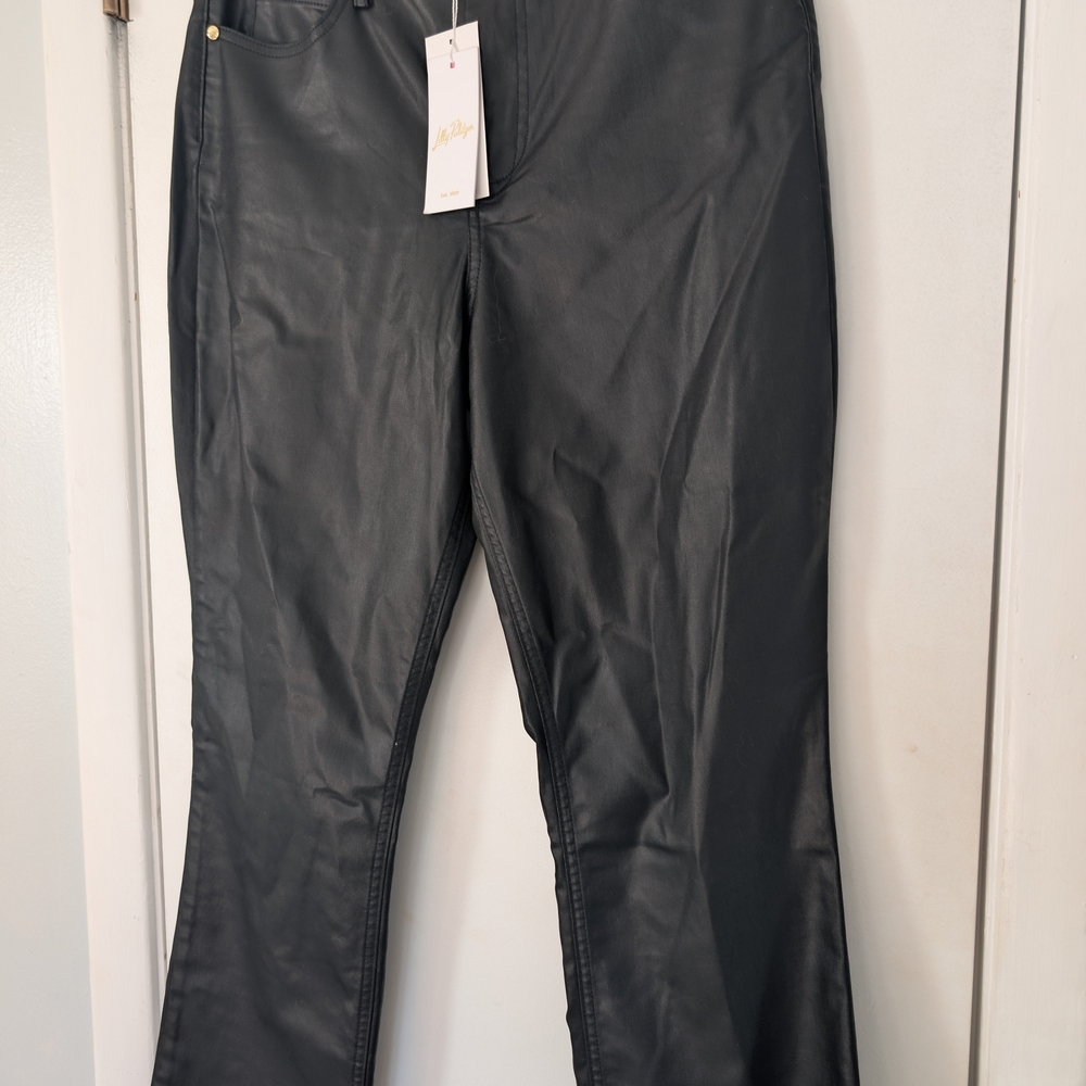 Lilly Pulitzer Liza Black Coated Crop Flare Jean 28"